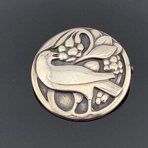 Georg Jensen Bird With Berries Sterling Silver #175 Brooch Denmark J904